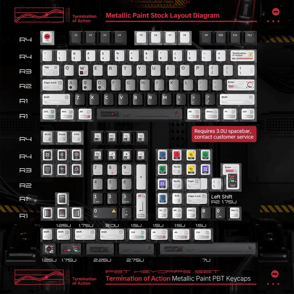 HEK Termination Action Metallic Finish Keycaps