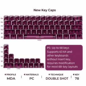 Ice Clear Purple - 78 Keys for 60 63 64 68 - Key Layouts