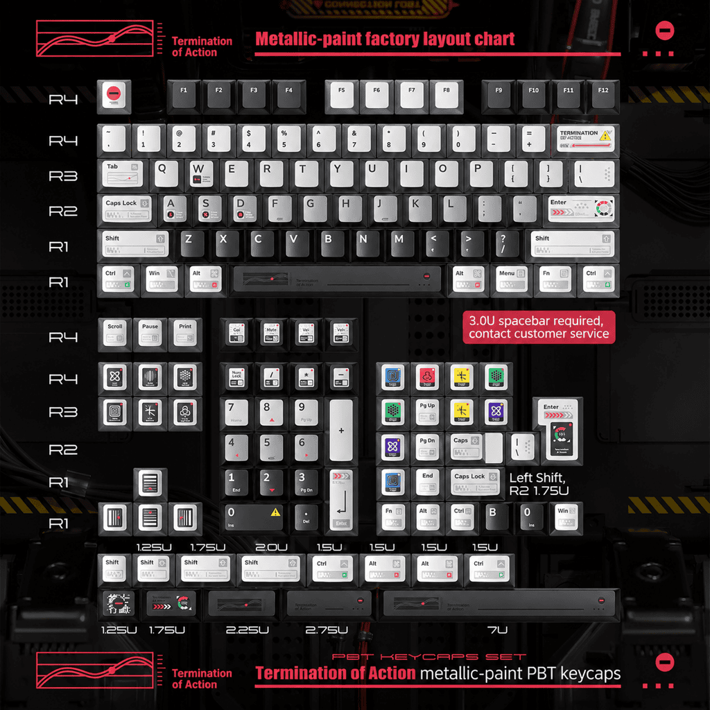 HEK Termination Action Metallic Finish Keycaps