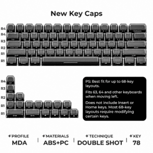 Ice Clear Black - 78 Keys for 60 63 64 68 - Key Layouts