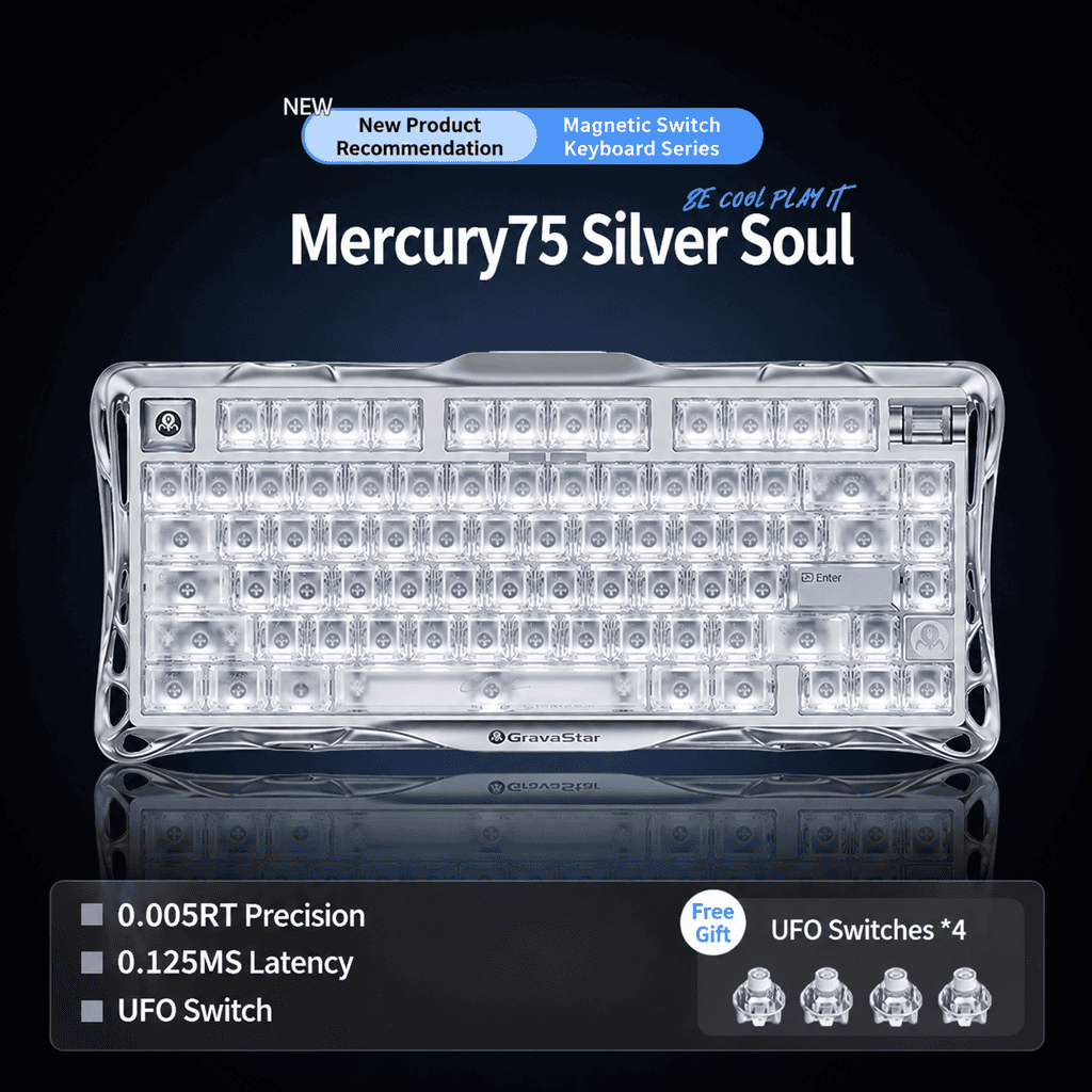 Gravastar VA75 Silver Soul Hall Effect Keyboard