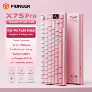 Mist Pink Gradient Side - Printed Red Rabbit Switch 8000mAh Knob + Screen