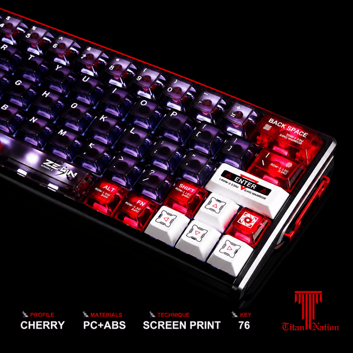 Titan Nation ZAKU Ruby Shine-Through Keycaps