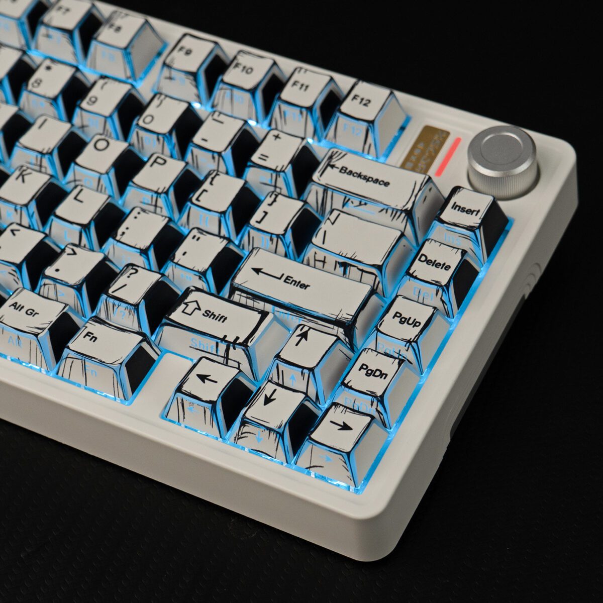 White Manga Shadow Fold PBT Keycaps