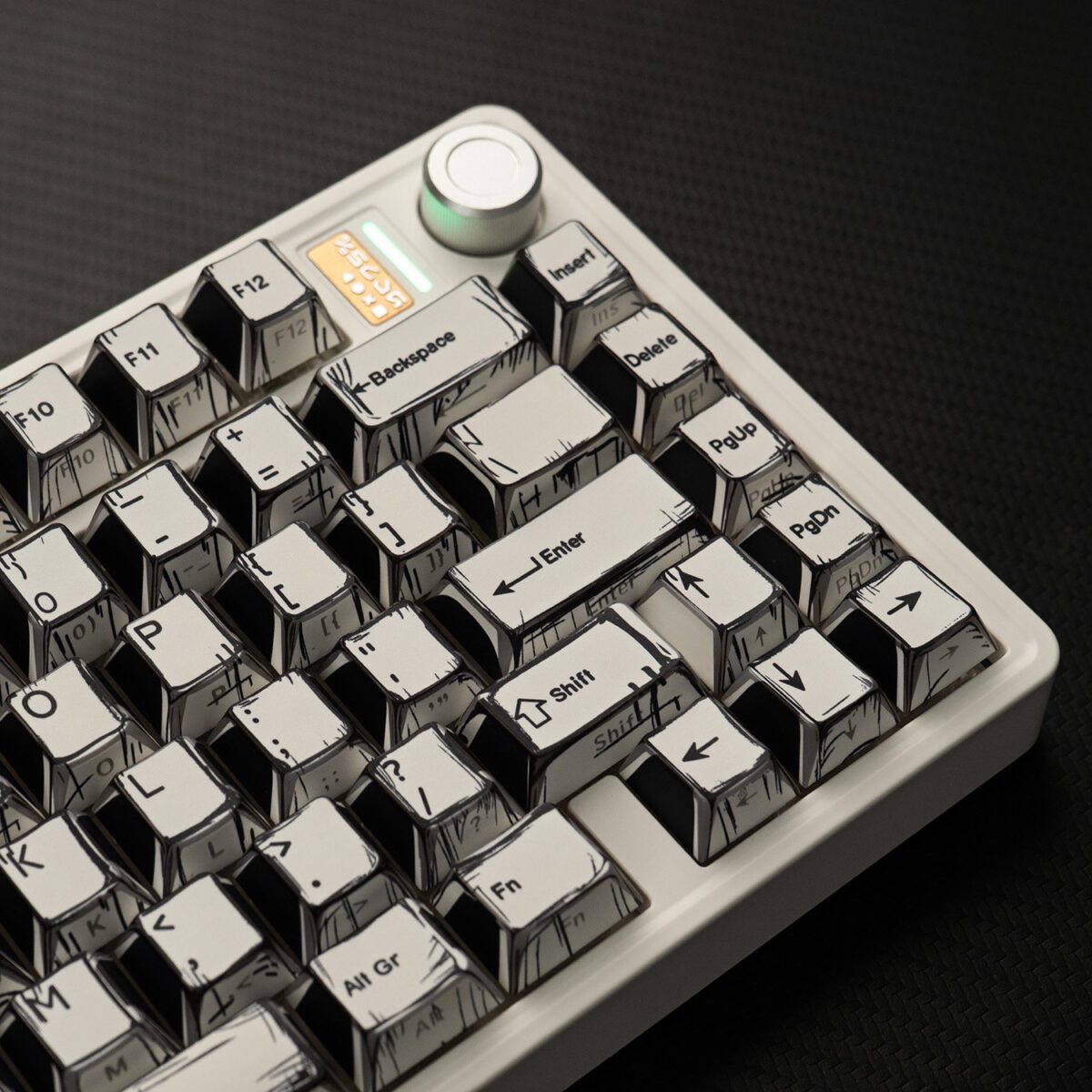 White Manga Shadow Fold PBT Keycaps