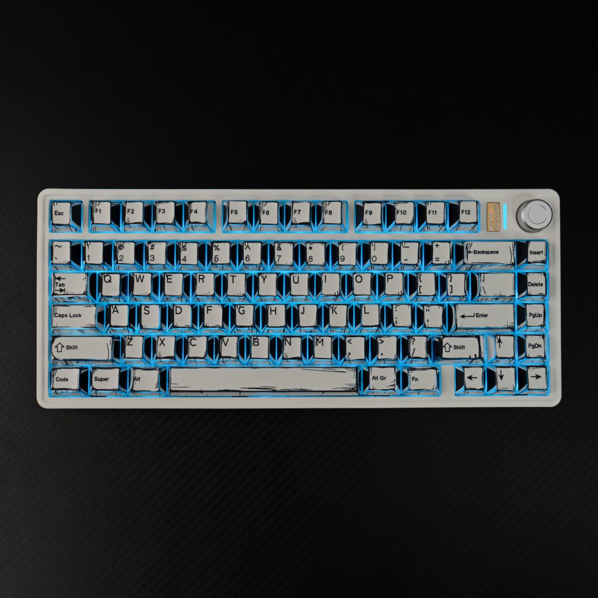 White Manga Shadow Fold PBT Keycaps
