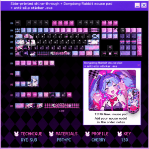 Rabbit Hole Bundle: Side - Lit Keycaps + Themed FPS Polyurethane Desk Mat + Mouse Grip Tape