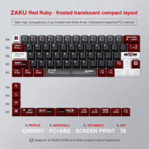 ZAKU Ruby Mist 76 - Key Set for 60% 63% and 68% Layouts