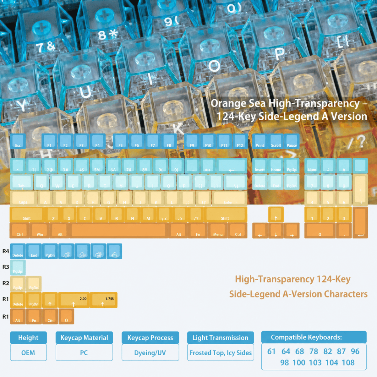 HEK Orange Sea Transparent PC Keycaps