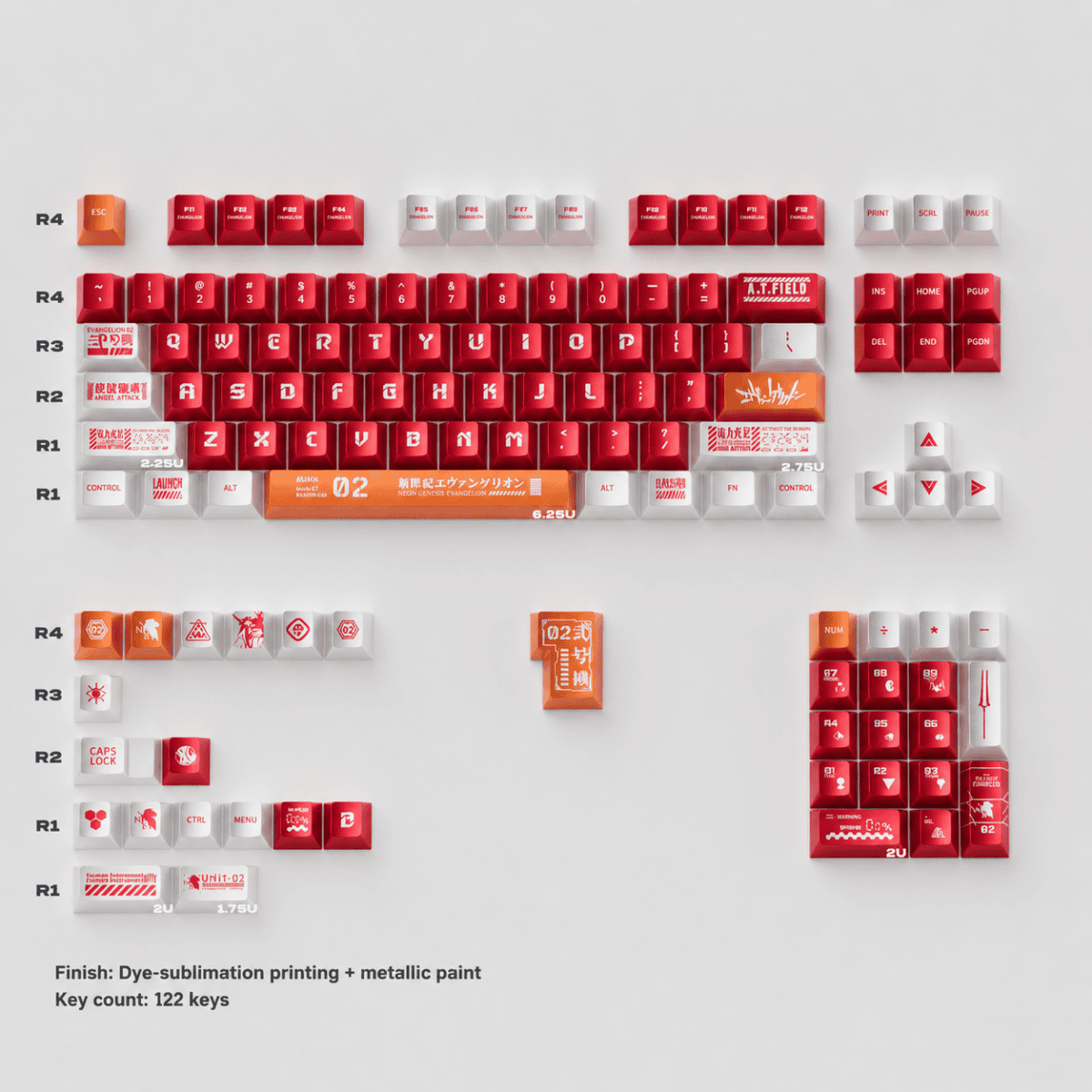 EVA-Themed Metallic PBT Keycaps