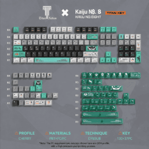 Kaiju No. 8 Theme Keycaps - 130 Keys Side - Lit + 38 - Key PC Add - On