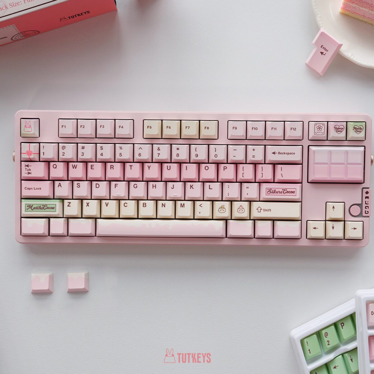 taobao-2-ai-skip-5 Sakura White Chocolate Pink PBT Keycap Set