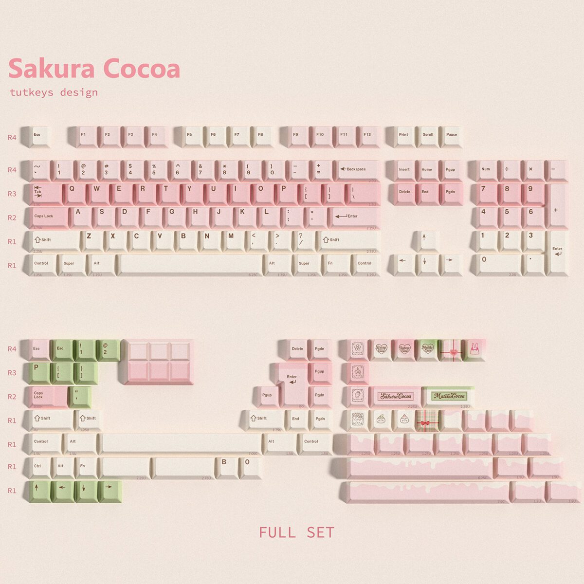 taobao-5-ai-skip-7 Sakura White Chocolate Pink PBT Keycap Set