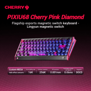 PIXIU68 Cherry Pink Diamond - Lingyun Hall Effect Magnetic Switch 16K Polling Rate SOCD Dual - Core Controller New Web Driver