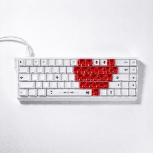 White Jelly Chrome Hearts + Red Heart Keycaps