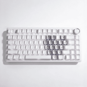 White Folded Shadow Keycap + Silver Butterfly Heart Keycap